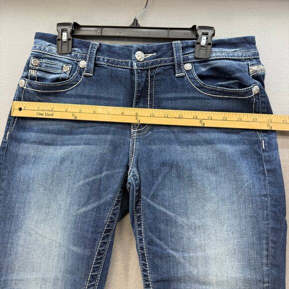 Miss Me Jean Capris Women's 29 (8) Blue Mid Rise Crop Sequin Accent Faux Pocket - Picture 10 of 13